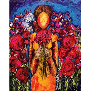 Shazly Khan, My secret rose garden, 24 x 30 Inch, Acrylic on Canva, Figurative Painting, AC-SZK-022